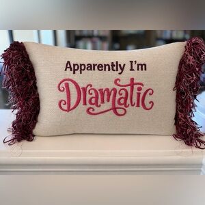 Hand embroidered Decorative Pillow with Dramatic Text